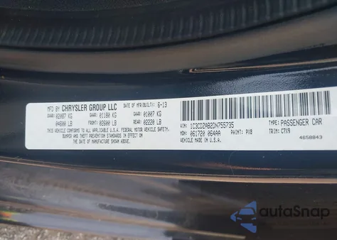 2013 Dodge Avenger Se из США, поврежденный, VIN 1C3CDZAB2DN755735